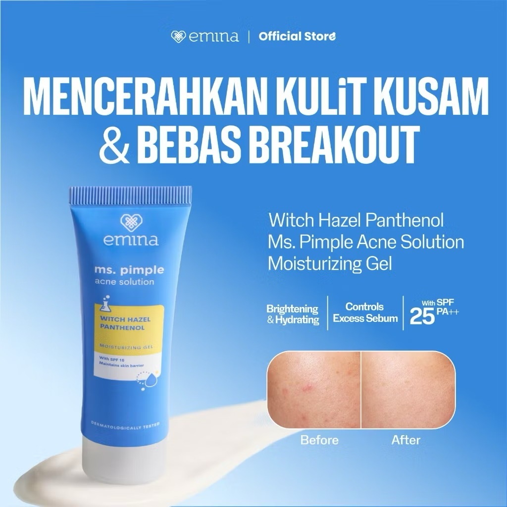 EMINA Ms. Pimple Acne Solution Moisturizing Gel Indonesia / Pelembab Wajah 20ml / Daily Moisturizer 