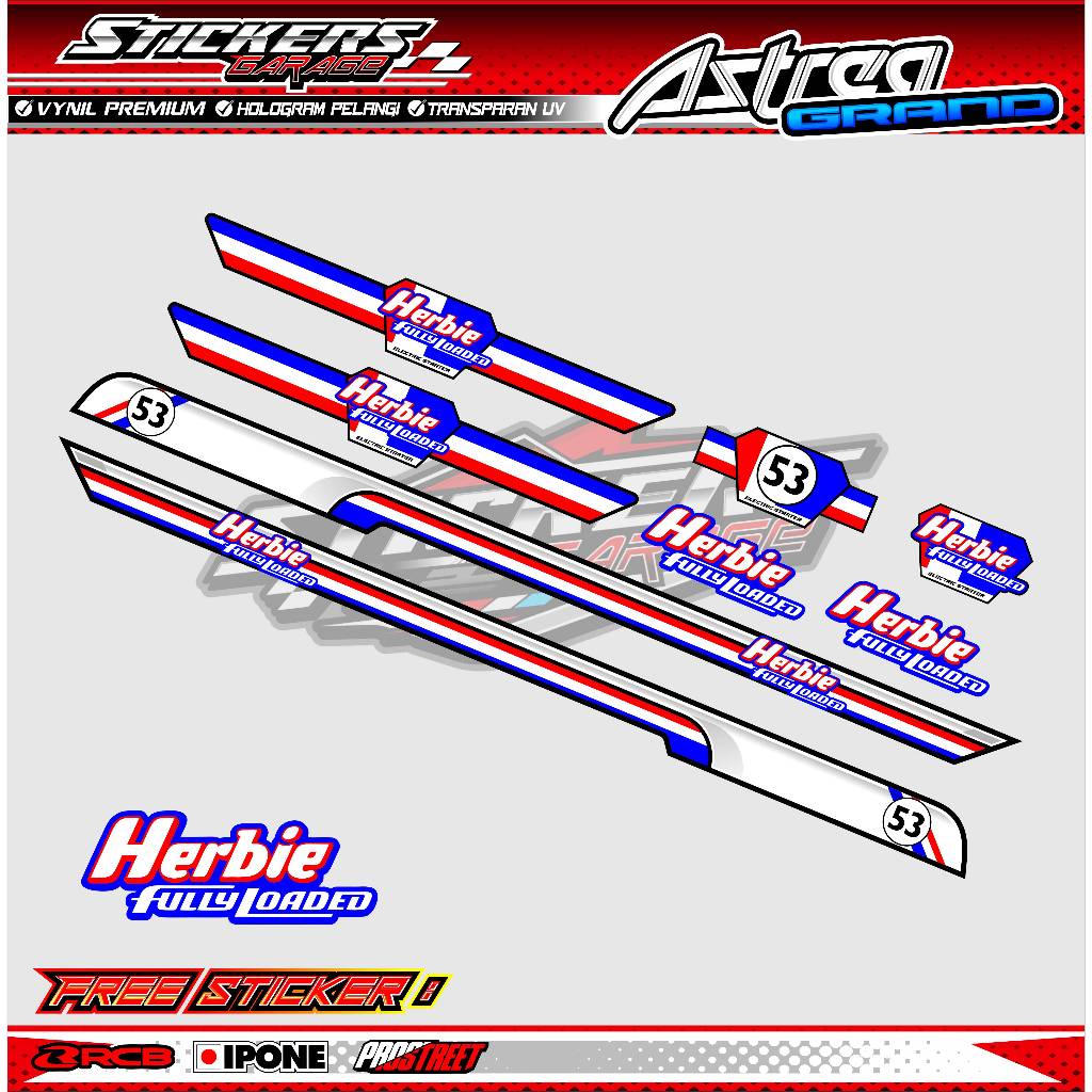 STRIPING VARIASI HONDA ASTREA GRAND - HERBIE EDITION / STICKER LIST VARIASI MOTOR ASTREA GRAND