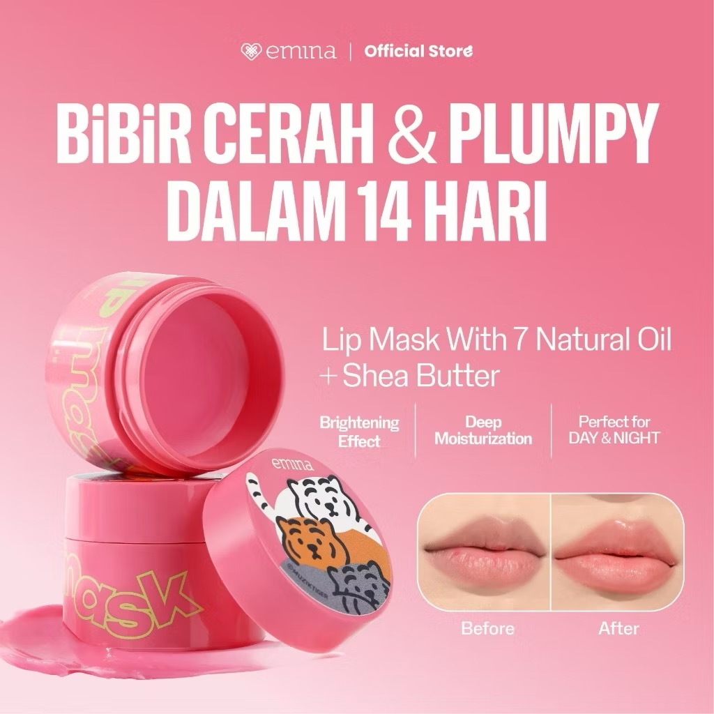 EMINA Lip Mask Indonesia / Lipstick Facial Wash Face Scrub Micellar Essence Toner Mist Serum Day Nig