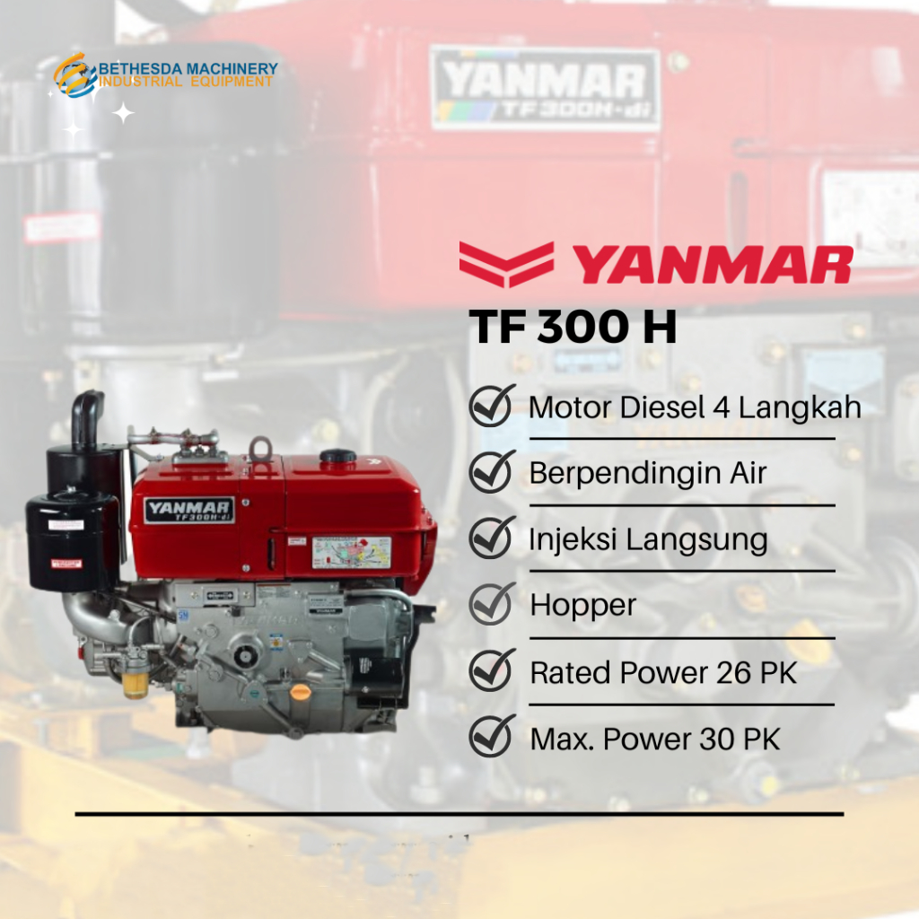 Mesin Penggerak Yanmar Diesel 30 PK TF 300 H Hopper 4-Stroke Injeksi Langsung