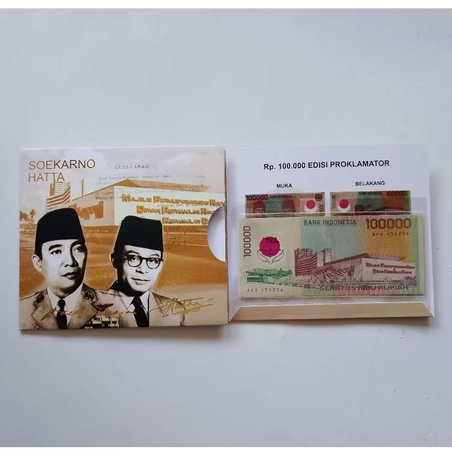 Polymer Rp. 100.000  Soekarno Hatta Tahun 1999 + Folder