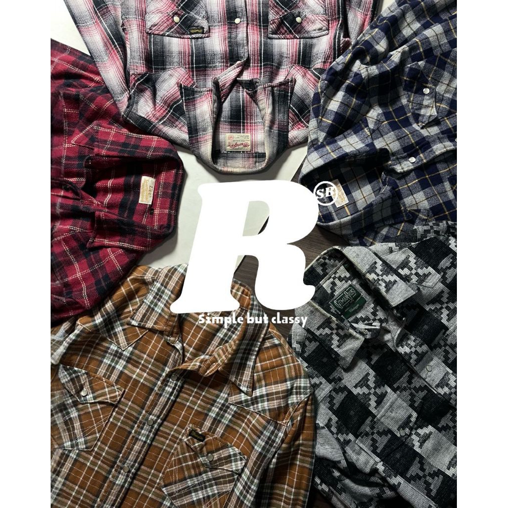 Kemeja Lengan Panjang Heavy Flannel Shirt Western Shirt Flannel Jepang Flannel USA Flannel Tebal Uni
