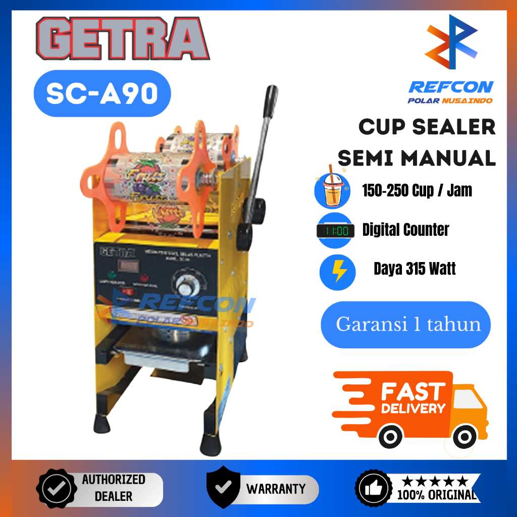 Cup Sealer GETRA SC A90 SCA90 – Mesin Press Gelas Plastik Otomatis 300W untuk Minuman