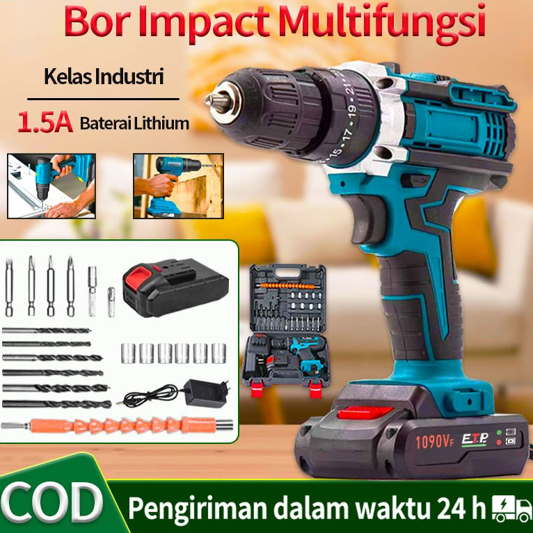MAKITA 1090VF Mesin bor multifungsi 10mm pencahayaan bor listrik tanpa kabel bor tangan baterai coco