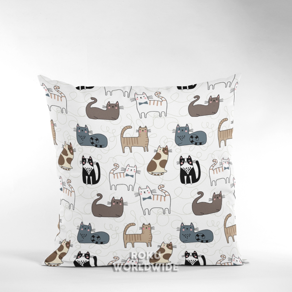 Roku Worldwide Bantal Sofa Aesthetic Karakter Kucing Hewan Binatang Dekorasi Hiasan Kamar DE345