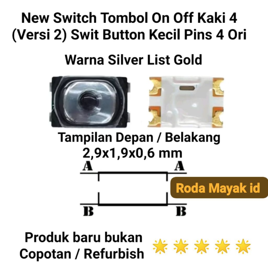 Switch Hape Tombol On Off 4 Kaki Empat Pin Oppo Xiaomi Vivo Samsung Advan Asus Untuk Hp Terbaru Silv