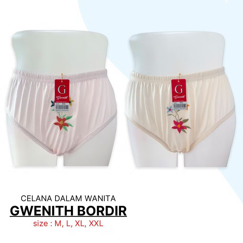 CD Wanita Gwenith POLOS | SABLON | Bordir | Celana Dalam wanita murah BAHAN TEBAL | Karet Bungkus | 