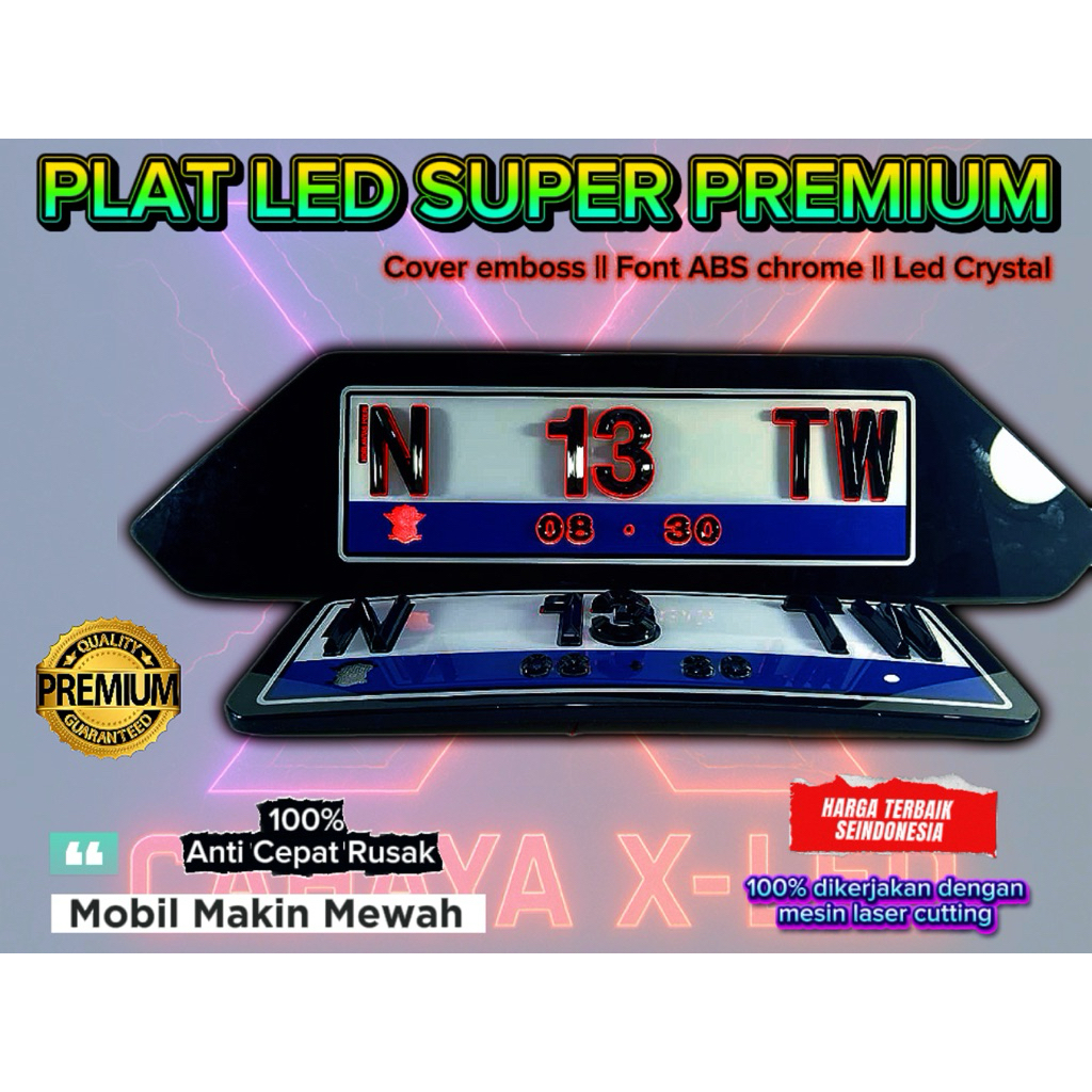Variasi mobil led custom, jasa variasi cover EMBOSS, plat custom, plat timbul ABS chrome