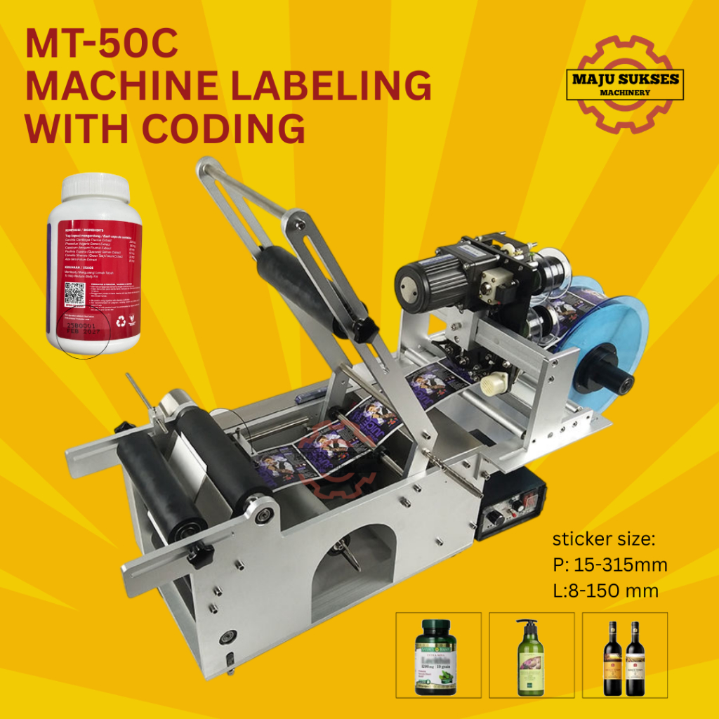 Mesin Labeling MT-50C | Mesin Menempel stiker otomatis dengan mesin Coding Cetak Expired date