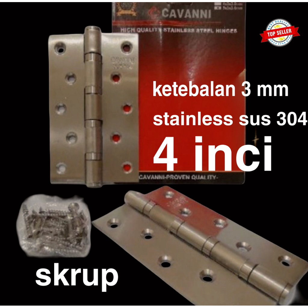 Engsel Lahar CAVANNI 4 inch tebal 3 mm / Engsel pintu jendela