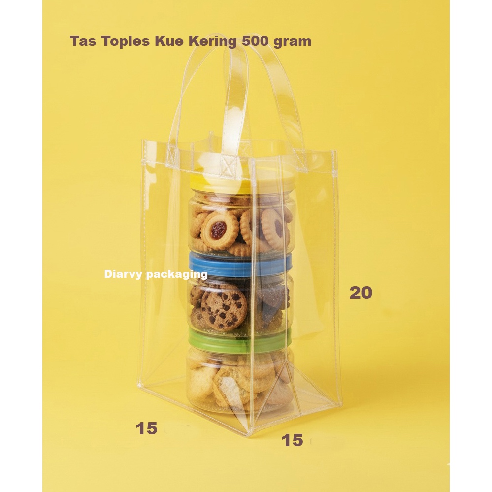 TAS MIKA BENING uk 15x20 untuk toples kue kering | Goodie bag souvenir | tas bening transparan Termu