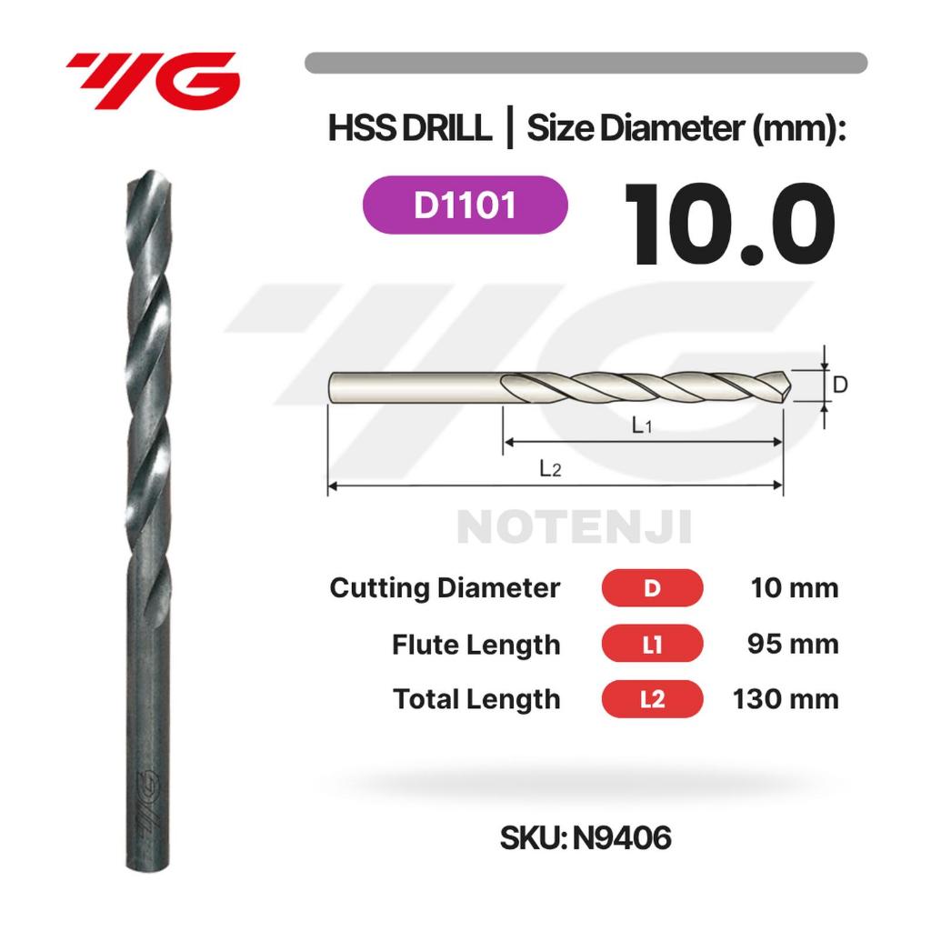 YG1 Mata Bor 10mm HSS Drill Besi Presisi 10 mm
