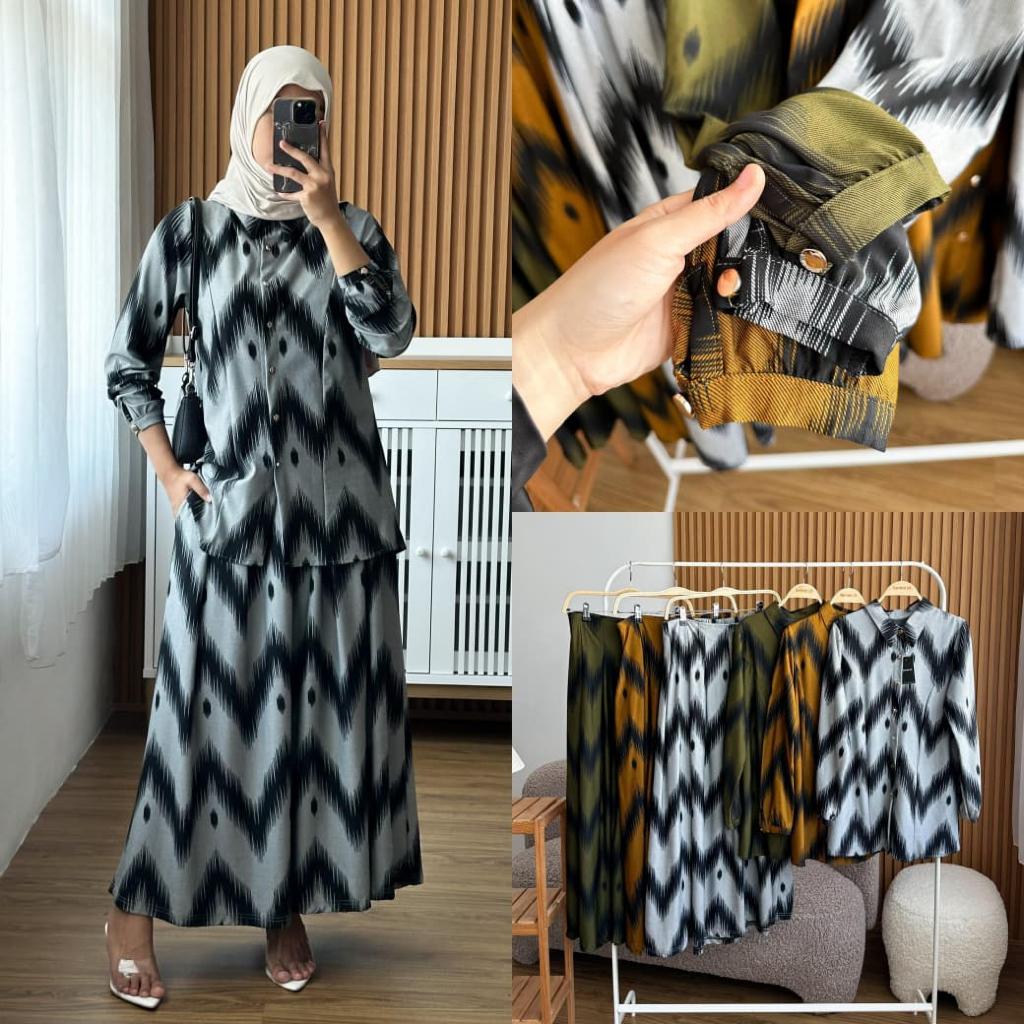 LINY SET Setelan Batik Modern | Set Batik Wanita | Long Set