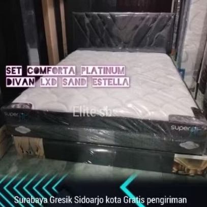 Set comforta superfit neo platinum 160x200 divan lxd sand lxd kasur spring bed