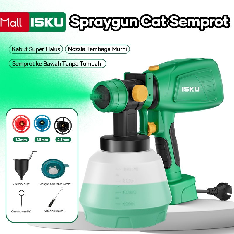 ISKU Electric Spray Gun Cat Semprot - Alat Semprot Cat Listrik Kabut Halus, Nozzle Tembaga 360° Anti