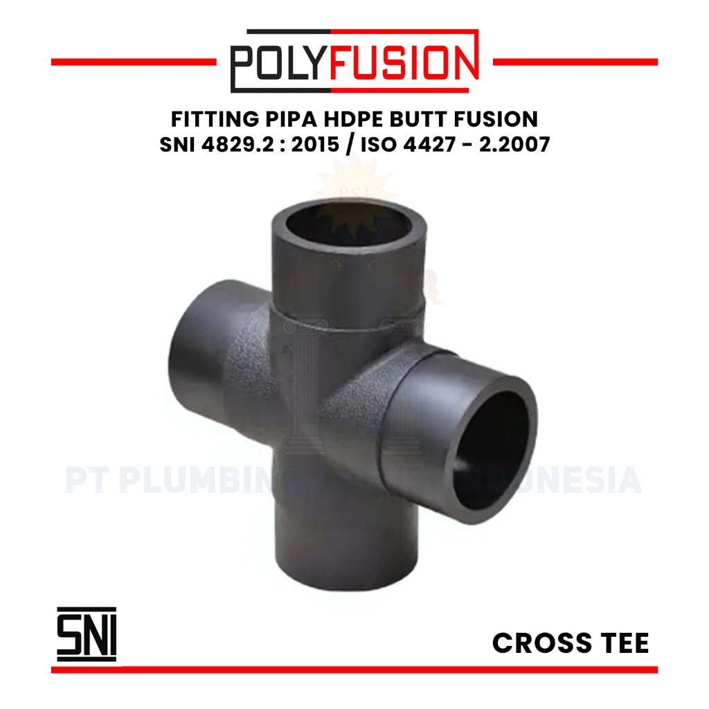 Polyfusion Cross Tee 4 Cabang Butt Fusion 2 inch 63 mm Fitting HDPE