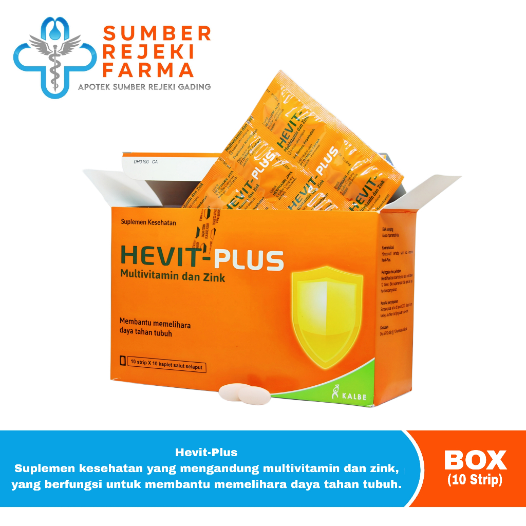 HEVIT-Plus Multivitamin & Zinc (BOX) - Suplemen Multivitamin dengan Zinc, Meningkatkan Daya Tahan Tu