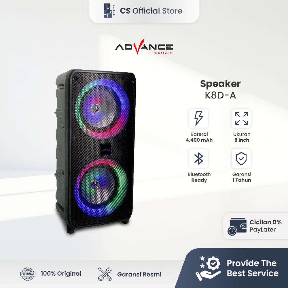 ADVANCE K8D-A Speaker Meeting Bluetooth Salon Aktif 8" Gratis 2 Mic Karoke Batrei Besar RGB Light TW