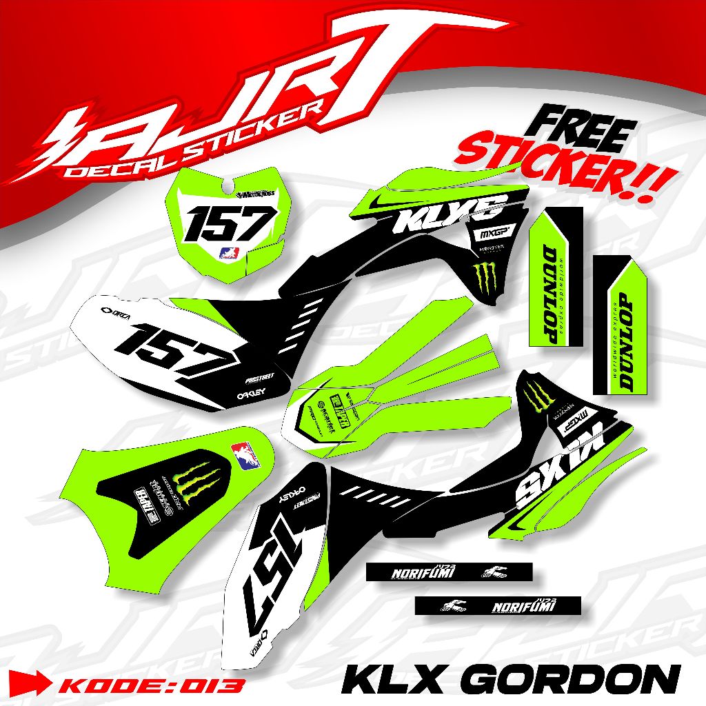 ( Cod ) Decal Stiker Full Body KLX Gordon - Dekal Sticker Striping Variasi KLX Gordon Full Body