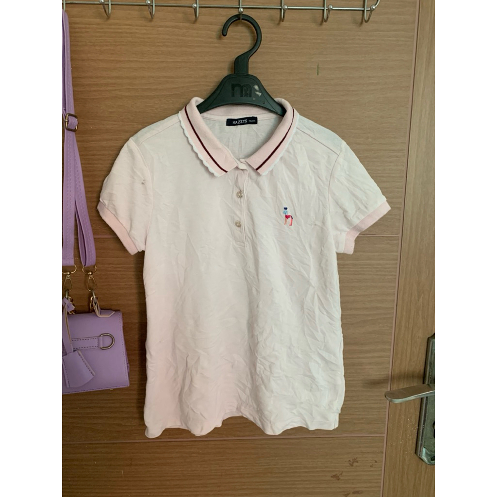 8-12 (Y) Atasan Kaos Kerah Hazzys Pink Anak Perempuan