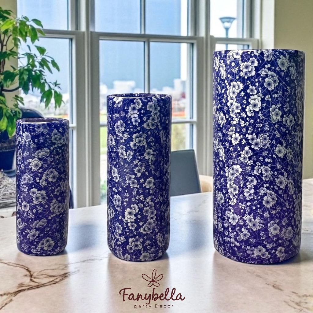 Vas Bunga Keramik Guci Tempat Payung Keramik Porselen Biru Putih Import Dekorasi Rumah