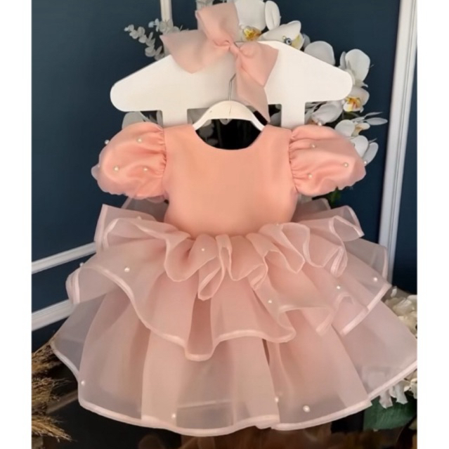 gaun pesta anak gaun mekar gaun organza fashion anak perempuan gaun mengembang