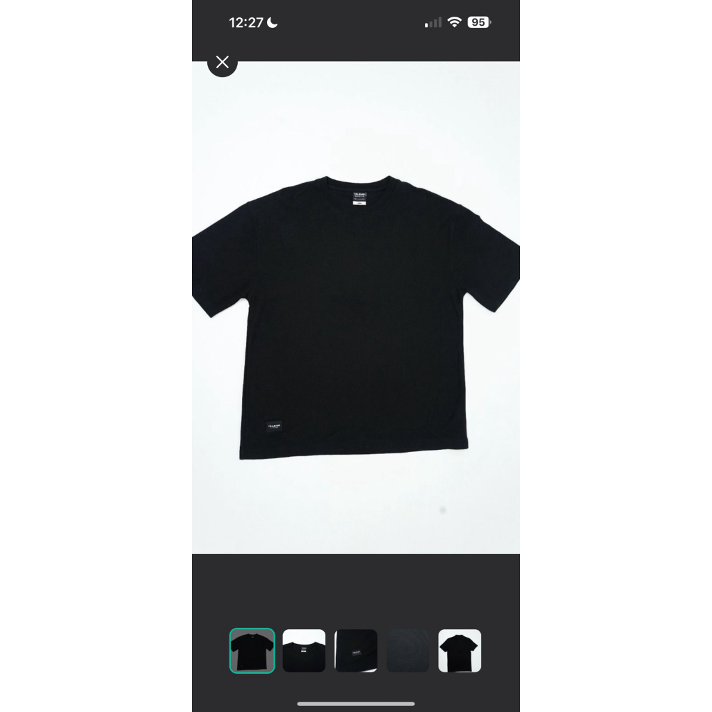 tira jeans kaos oversize hitam dan polo stripe rajut (2pcs) 100rb