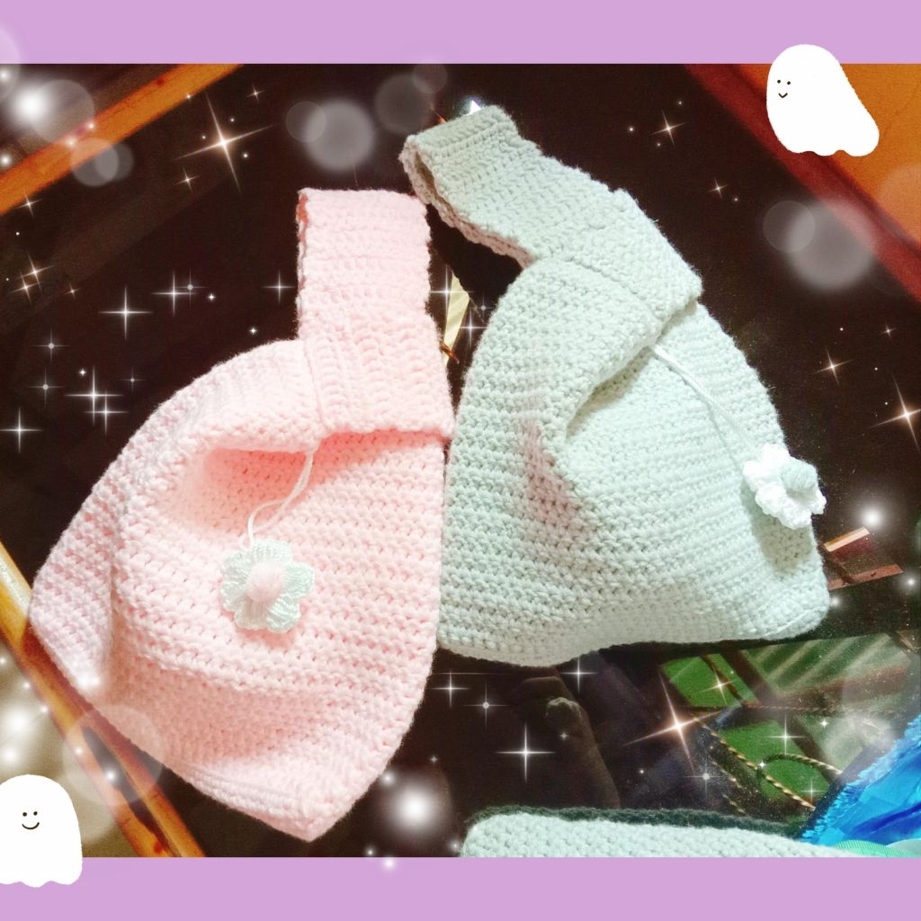 Tas Rajut Handmade Aesthetic dengan Hiasan Bunga | Tote Rajut / Knot Bag Rajut