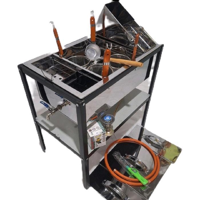 Dandang Mie Ayam 4 Lubang Full Set Dandang Bakmi Bakso Plus Tempat Kuah dengan Alat Masak Lengkap 60