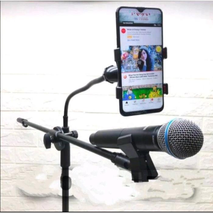 r352- Stand Mic Noise Ht 102 Stand Berdiri Plus Holder Hp Besi Microphone Mikrofon