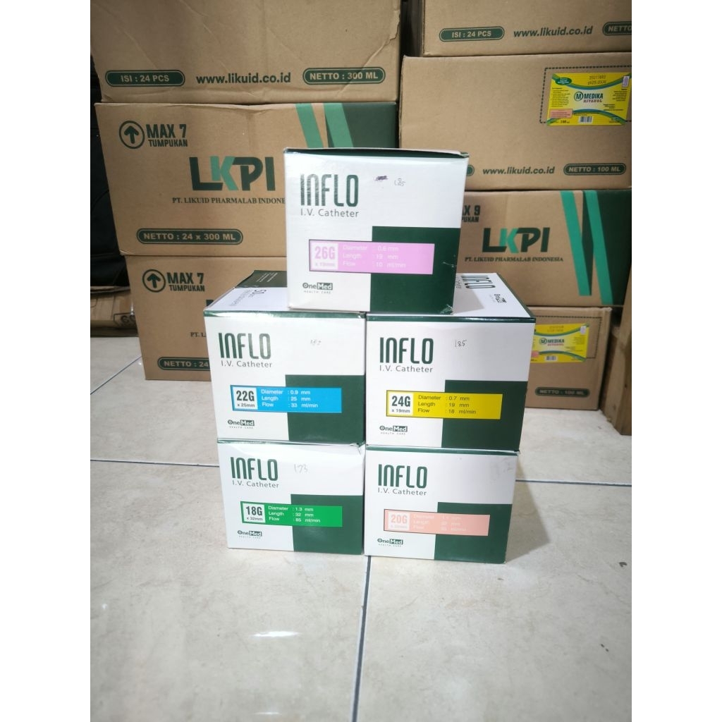 Inflo Iv Onemed / Iv Catheter Inflo / Abbocath Inflo 18g, 20g, 22g, 24g, 26g  Onemed (Perbox)