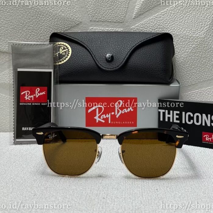 Kacamata Rayban Clubmaster RB3016 902/57 Tortoise Brown Original