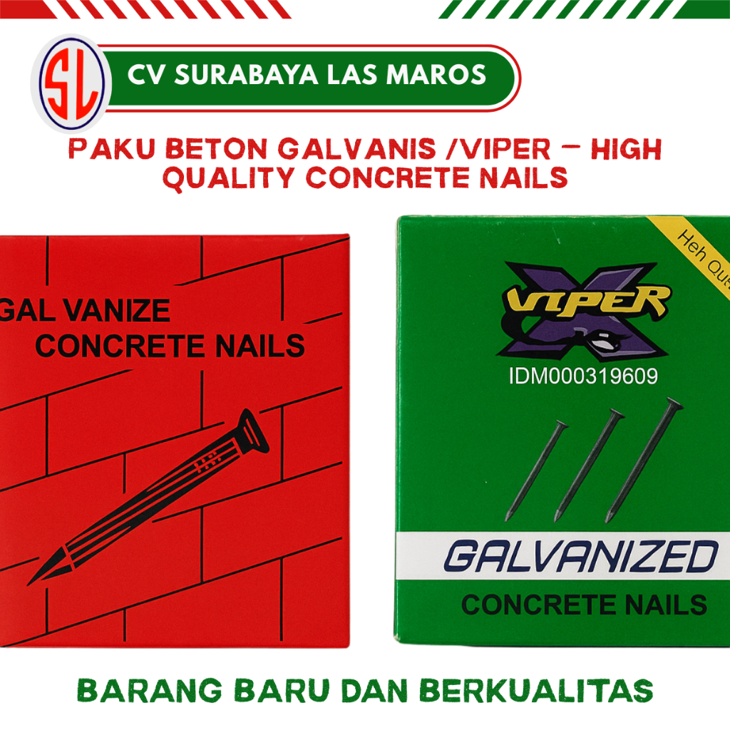 Galvanized/viper Steel Concrete Nails – Paku Beton Awet & Kokoh