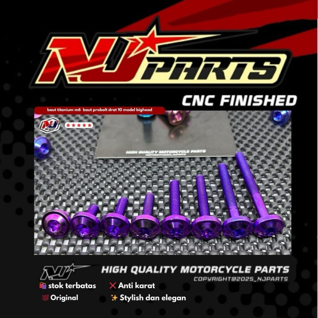 baut probolt m6 drat 10 model bighead titanium original harga satuan baut probolt m6 bighead titaniu