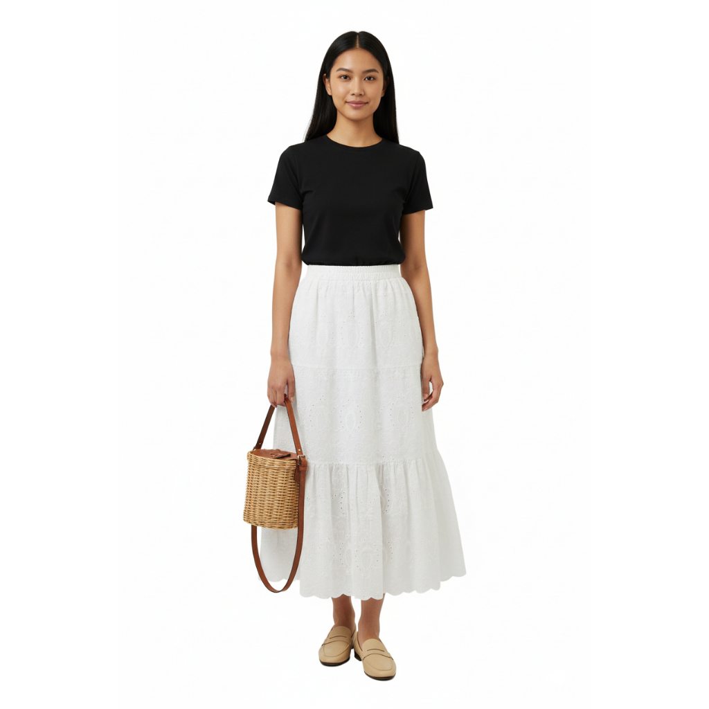 Rok Panjang Bawahan Wanita Pinggang Karet Kekinian Trendy Skirt