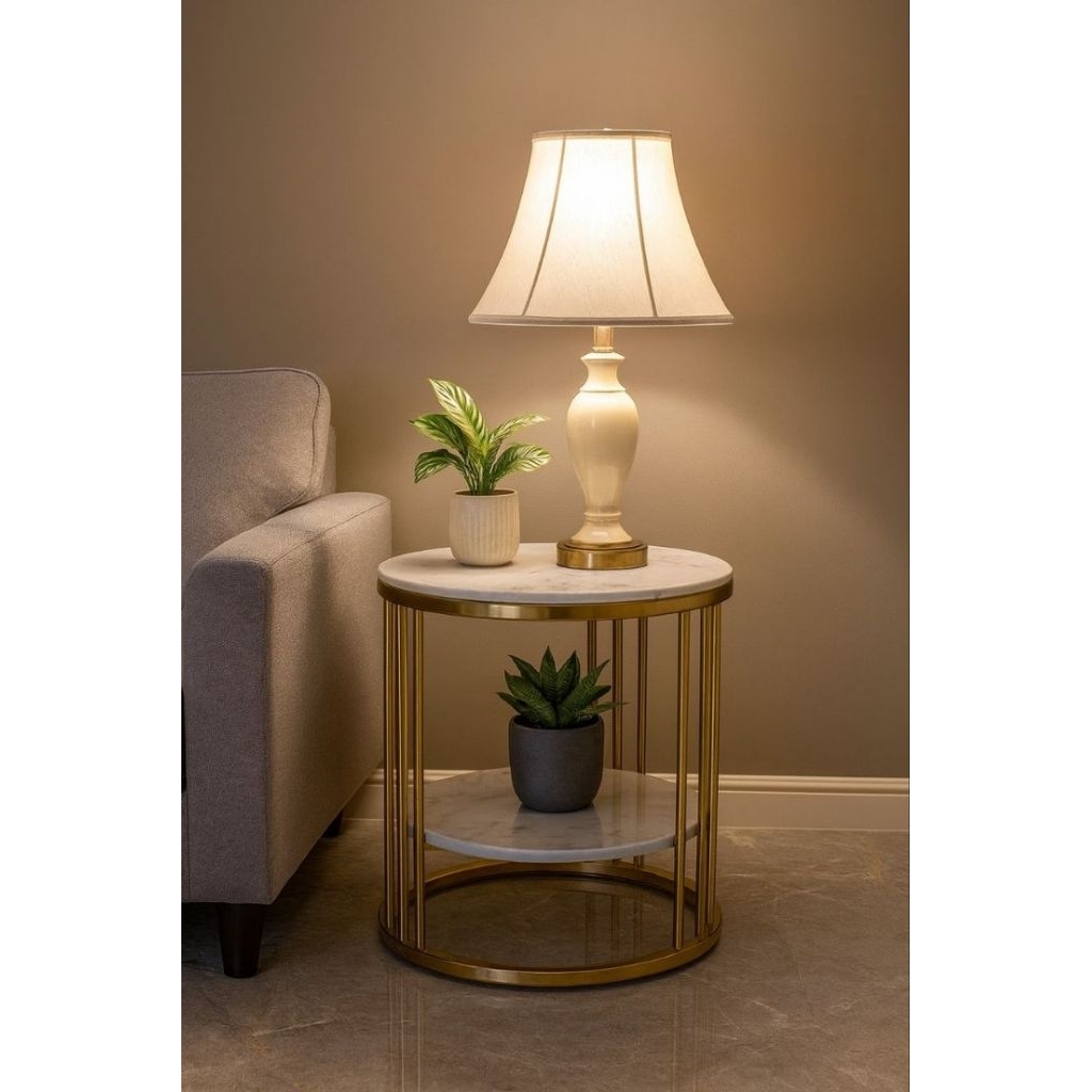 Side Table Meja Samping Bulat Sofa Meja Kecil Ruang Tamu Minimalis Meja Kecil Bundar D 40 cm