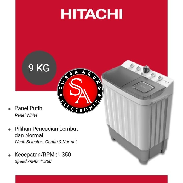 Mesin Cuci 2 Tabung 9 Kg Hitachi Type : LTT09JWT - Big Capacity ( Medan )