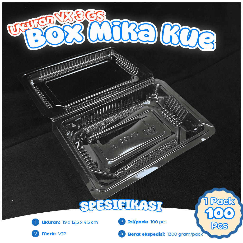 Mika Kue Plastik VIP Ukuran VX-3 GS Isi 100 Pcs / Mika Mie / Mika Tebal