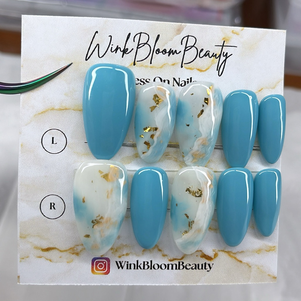 WinkbloomBeauty-Press On nails Gel Premium BlueMarble
