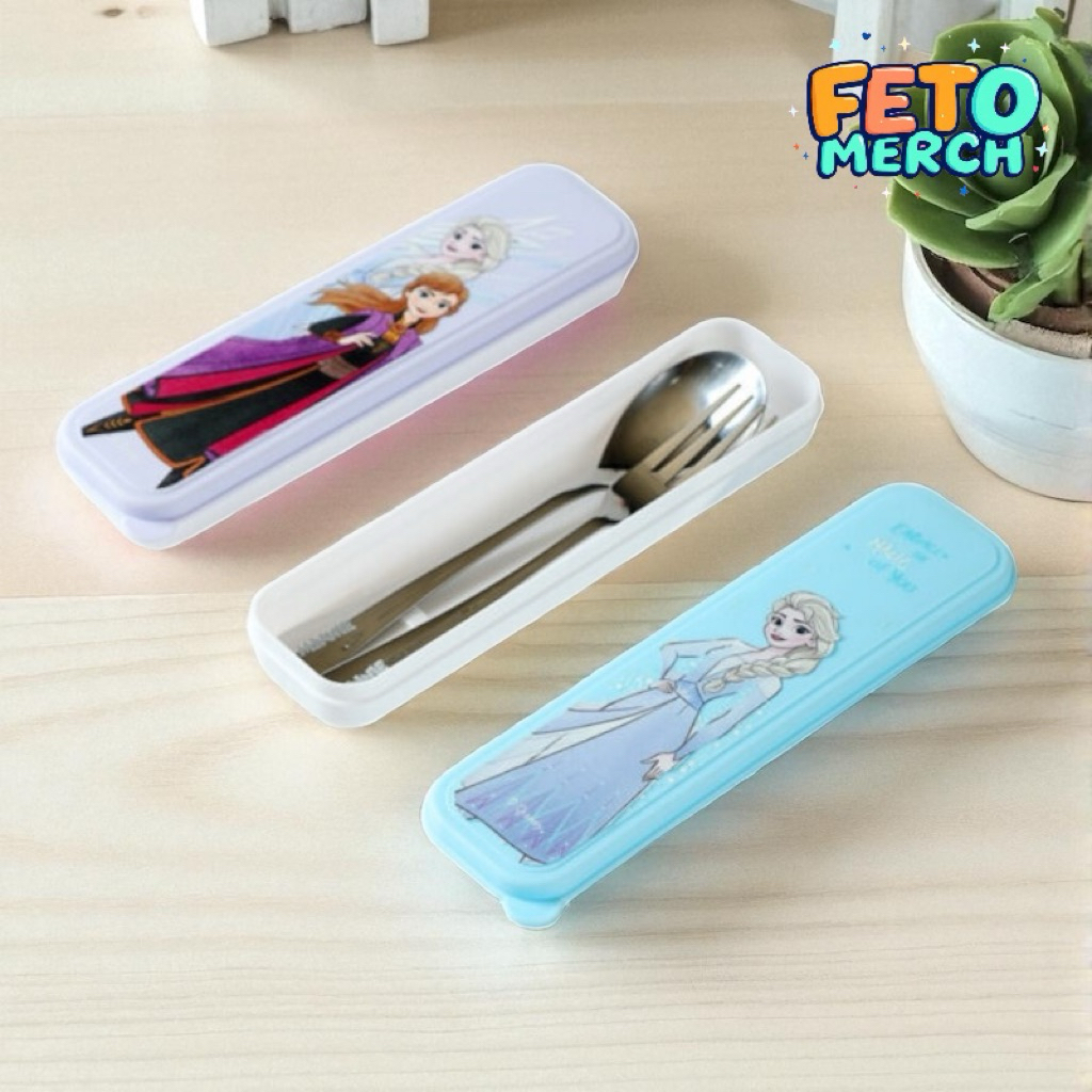 MINISO FROZEN CUTLERY SET SENDOK GARPU ALAT MAKAN BEKAL ELSA ANNA DISNEY