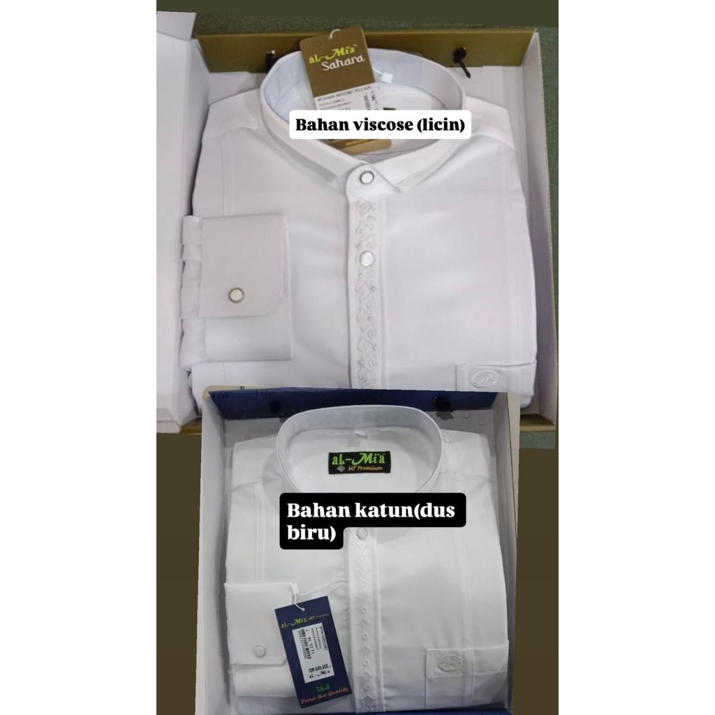 Baju koko Al MiA Sahara & premium bahan viscose lengan panjang manset - baju Koko almia ori