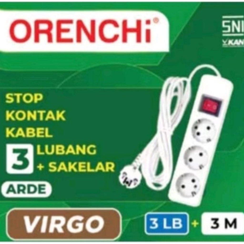 cok sambung orenchi 3 lubang 3meter 5meter / stop kontak kabel