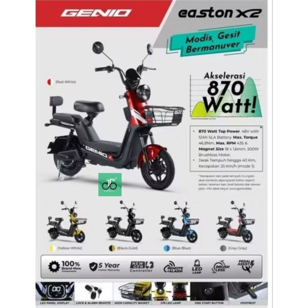 Sepeda Listrik Genio Easton X2 TERBARU X 2 (By United)