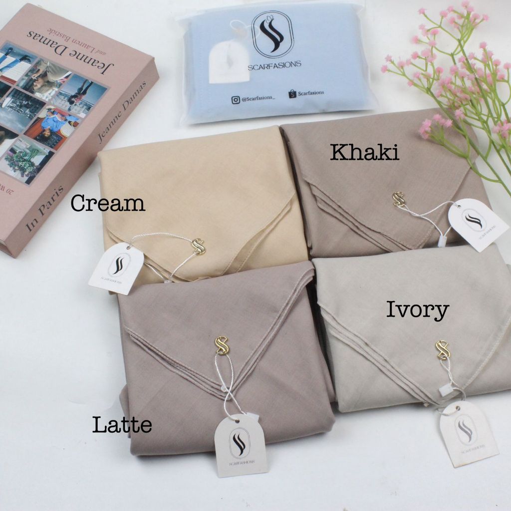 Jilbab segi empat Voal premium  polos METAL LOGO by SCARFASIONS ukuran 110x110