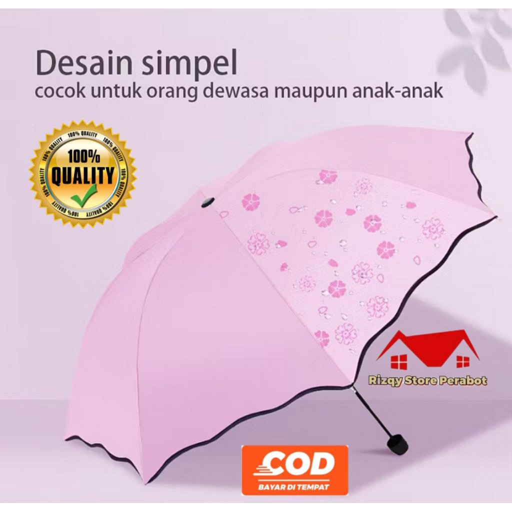 Payung Lipat Polos Anti UV/ Payung 3D Magic Lipat/ Payung Murah/ Payung 3 Dimensi/ Payung Magic/ Pay