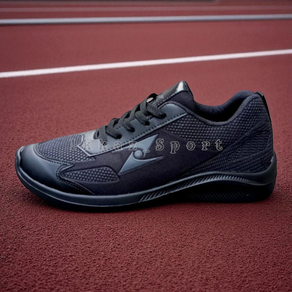 Sepatu Sneakers Pria Hitam Polos Full Black | Sepatu Lari Olahraga Cowok Casual Kets Sekolah Kerja J