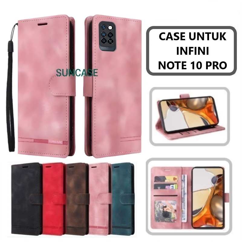 CASE INFINIX NOTE 10 PRO LEATHER  FLIP COVER WALLET STANDING DOMPET CASING