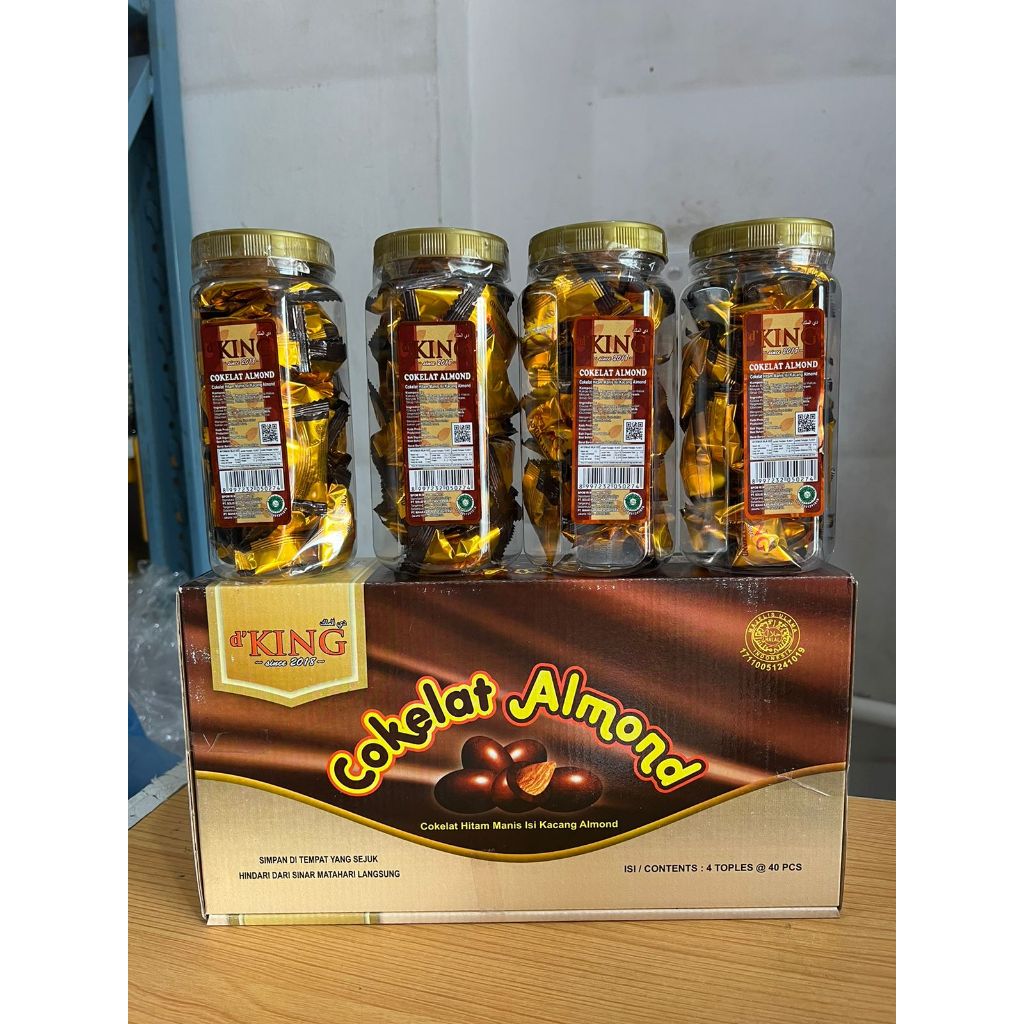Coklat Kacang Almond Isi 4 Toples / Dking Coklat Almond / Dking Chocolate Almond | Camilan Medan