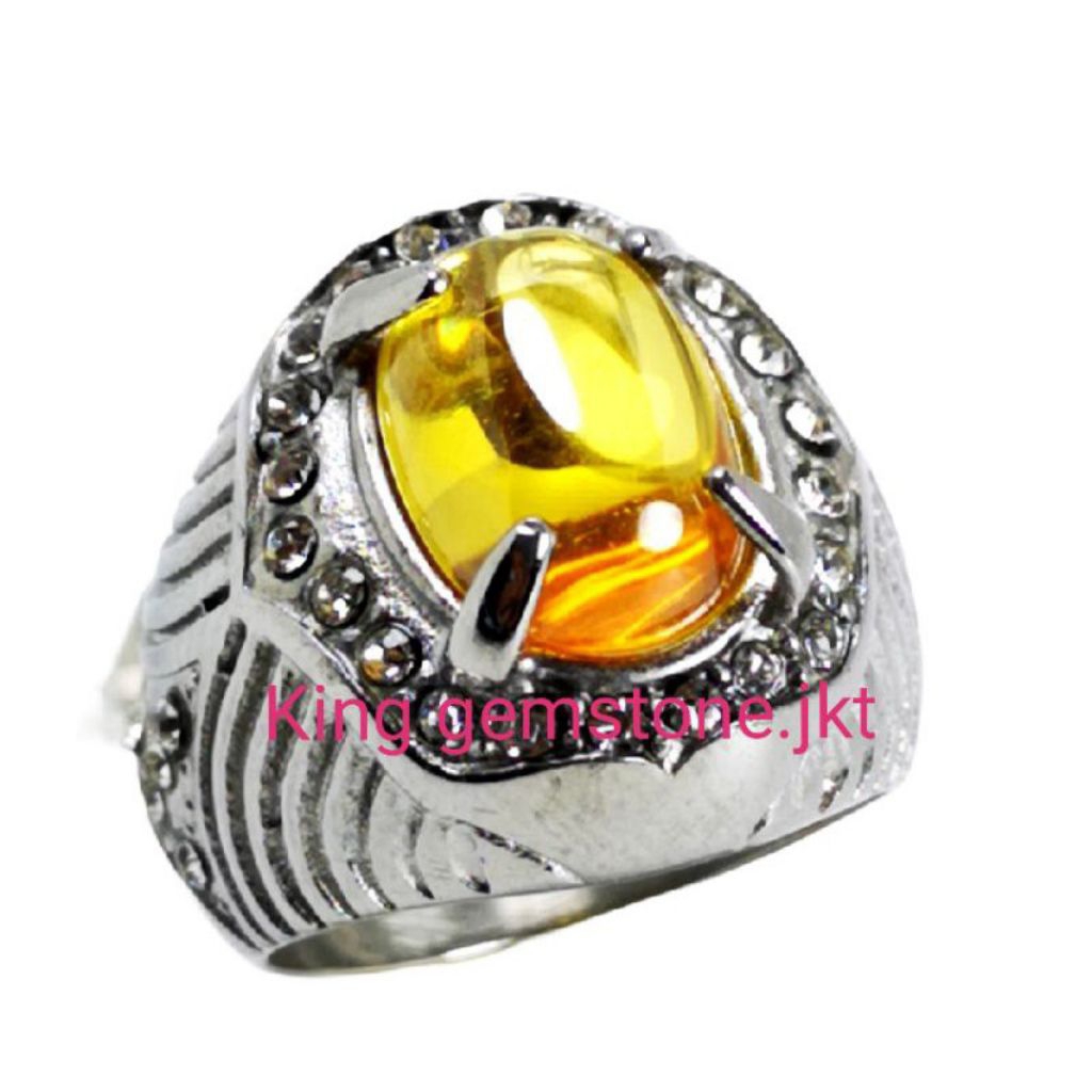 Cincin Pria COD-Batu Permata yellow sapphire Catam Asli Bangkok Super crystal HIGH QUALITY