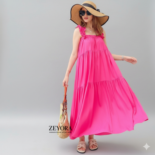 Naomi Dress Midi Homedress Daster Katun Rayon Twill & Motif Model Korea Kekinian